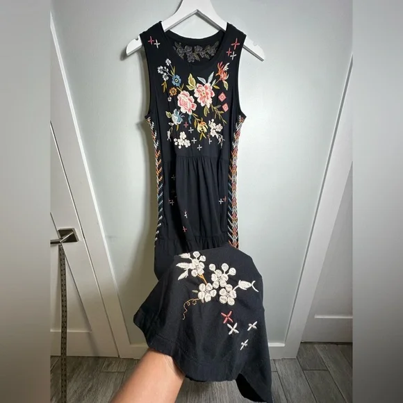 JOHNNY WAS Ceretti Floral Cotton Floral Embroidered Tank Dress Boho - Size S/M? - Picture 14 of 17